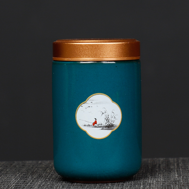Painted Mini Ceramic Storage Jar Exquisite Portable Travel Tea Pot Alloy Lid Sealed Candy Jar Storage Bottle Decoration: B
