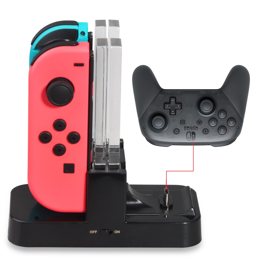 Pour Nintendo Switch Joy-Con chargeur USB support de chargement pour contrôleur Pro avec Indication de LED Charge 5 ports de Charge