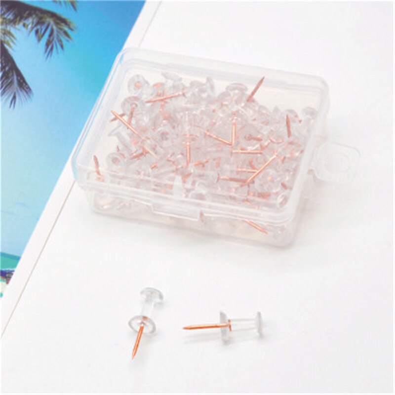 180PCS Push Pins Plastic Transparent Rose Gold Thumbtack Board Pins Drawing Photo Wall Studs Office School Supplies Crafting
