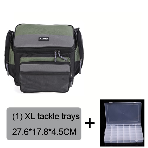 Waterproof Fishing Bag Large Capacity Multifunctional Lure Cap Fishing Tackle Pack Outdoor Shoulder Bags option Tackle Trays: Bag 1 Size XL Trays