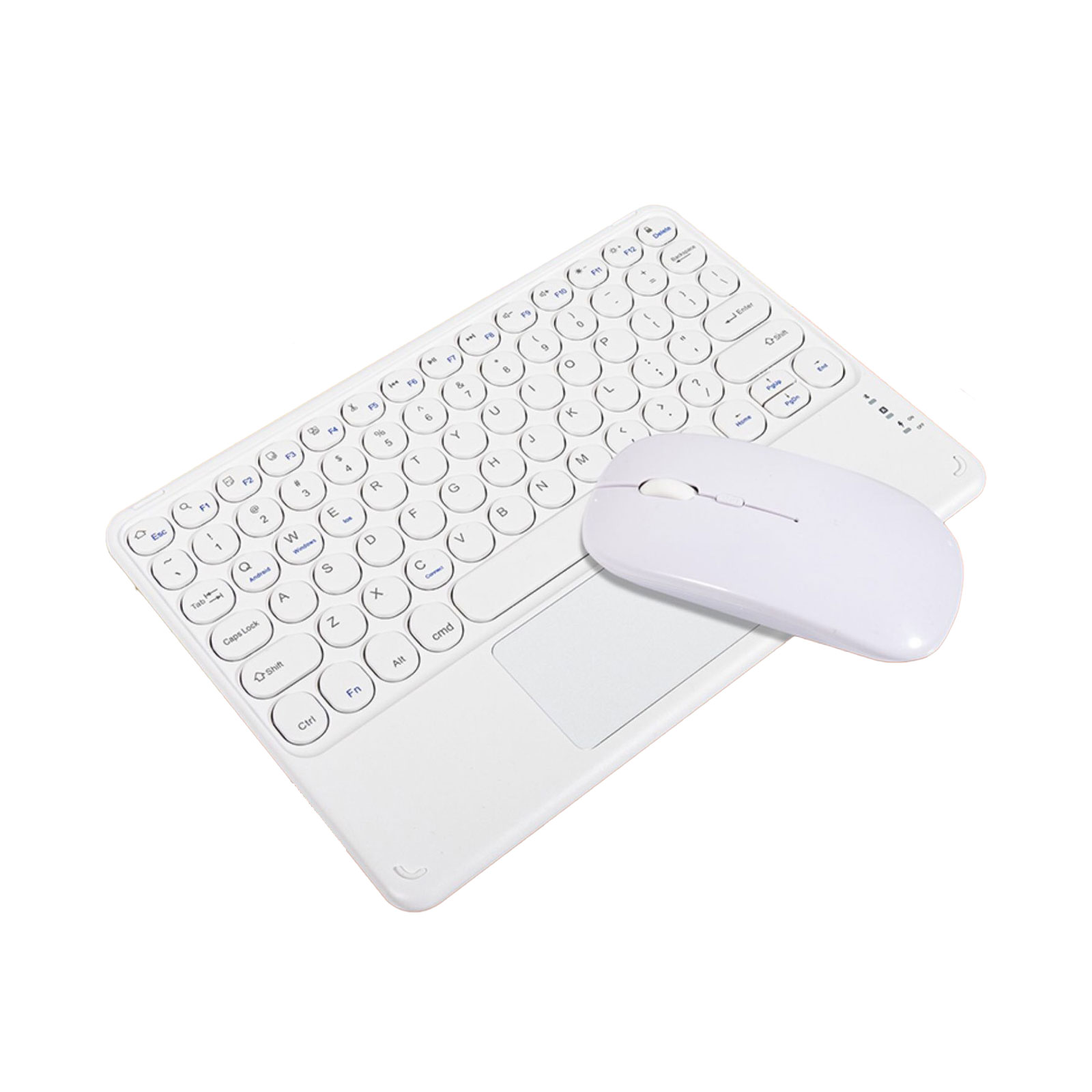 Wireless BT Keyboard Teclado Retro Round Key Keyboard And Mouse Set For Samsung Xiaomi Touchpad Tablet For IPad Keyboard: white