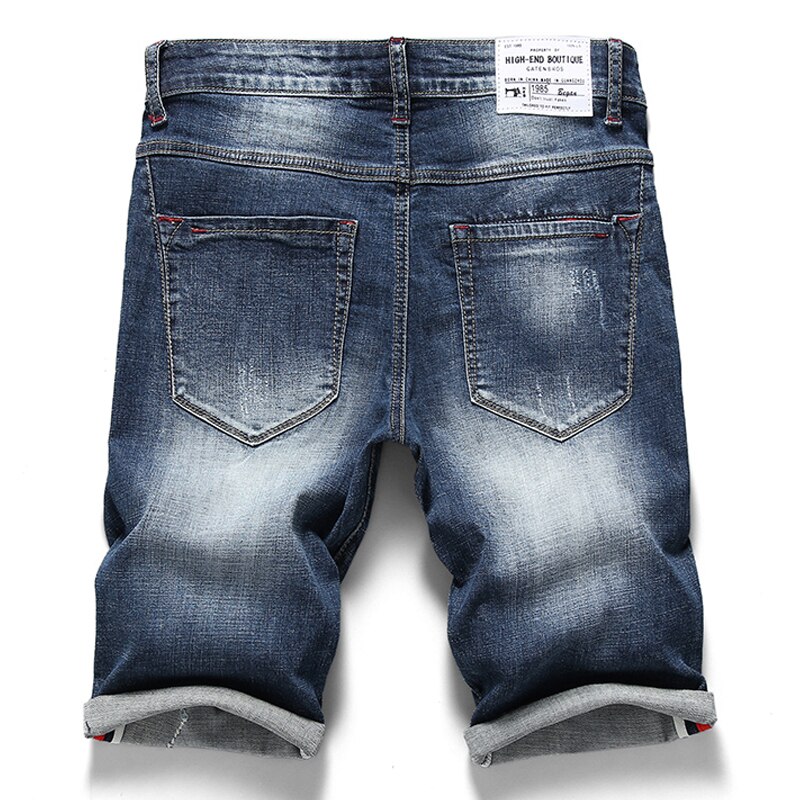 Stretchiga korta jeans för män casual slim fit elastiska jeansshorts manligt märke sommarkläder