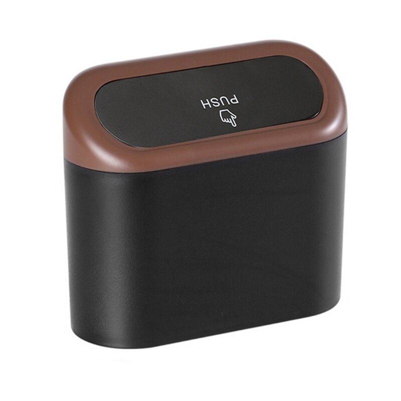 Car Accessories Storage Bin Portable Basket Vehicle Garbage Dust Case Truck SUV Van Multifunctional Trash Can: Brown