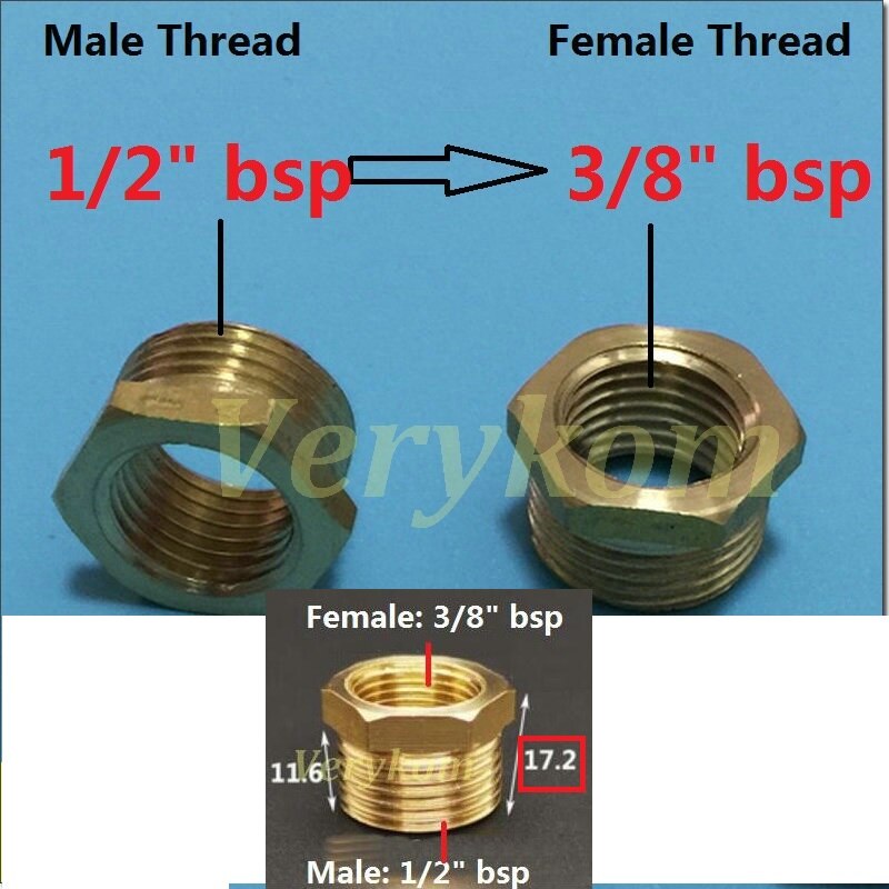 10x Verykom Pneumatische Messing Verloopstuk Fitting 3/4 "1/2" Male Naar 1/8 "3/8" 1/4 "Vrouwelijke Verminderen adapter Lucht Water Gas DN10/15/20/25: DN15-DN10 SIZE B