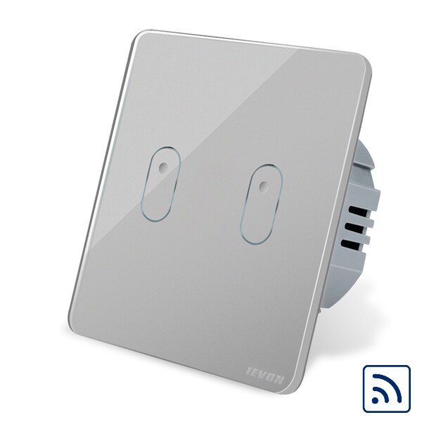 2 Gang remote control light Switch, black Glass Wireless remote control Switch, EU wall light switch touch remote control switch