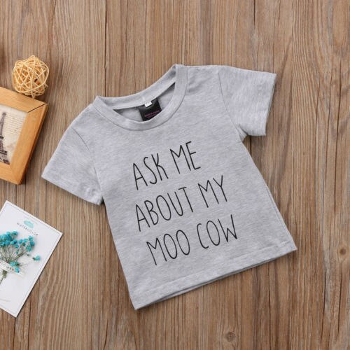 Gloednieuwe Peuter Pasgeboren Kind Kid Jongen Top Shirt Korte Mouw Casual Kleding Tops 100% Katoen Sunsuit Outfits 0 -4T