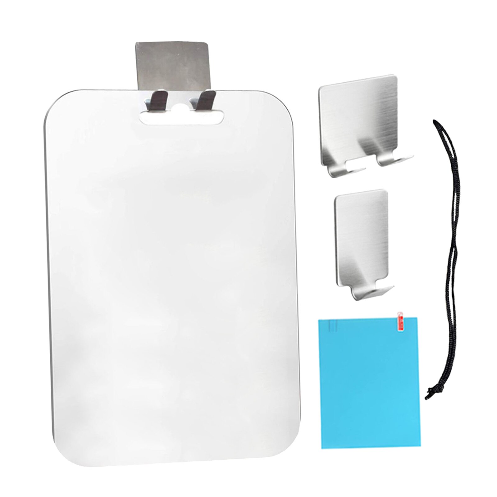 Deluxe Large Fogless Shower Mirror 2 Adhesive Hooks Acrylic Fog-Free Frameless Bathroom Makeup Shave Portable Men Women