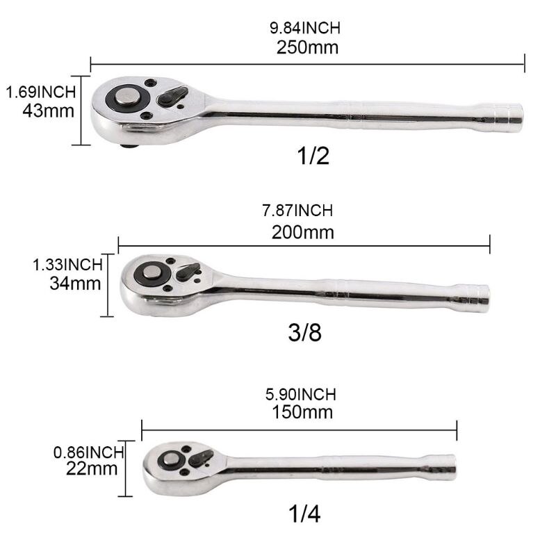Outil pour poignée à cliquet | CHROME VANADIUM CRV 1/2 "1/4" 3/8 "DR outil pour poignée à cliquet à dégagement rapide