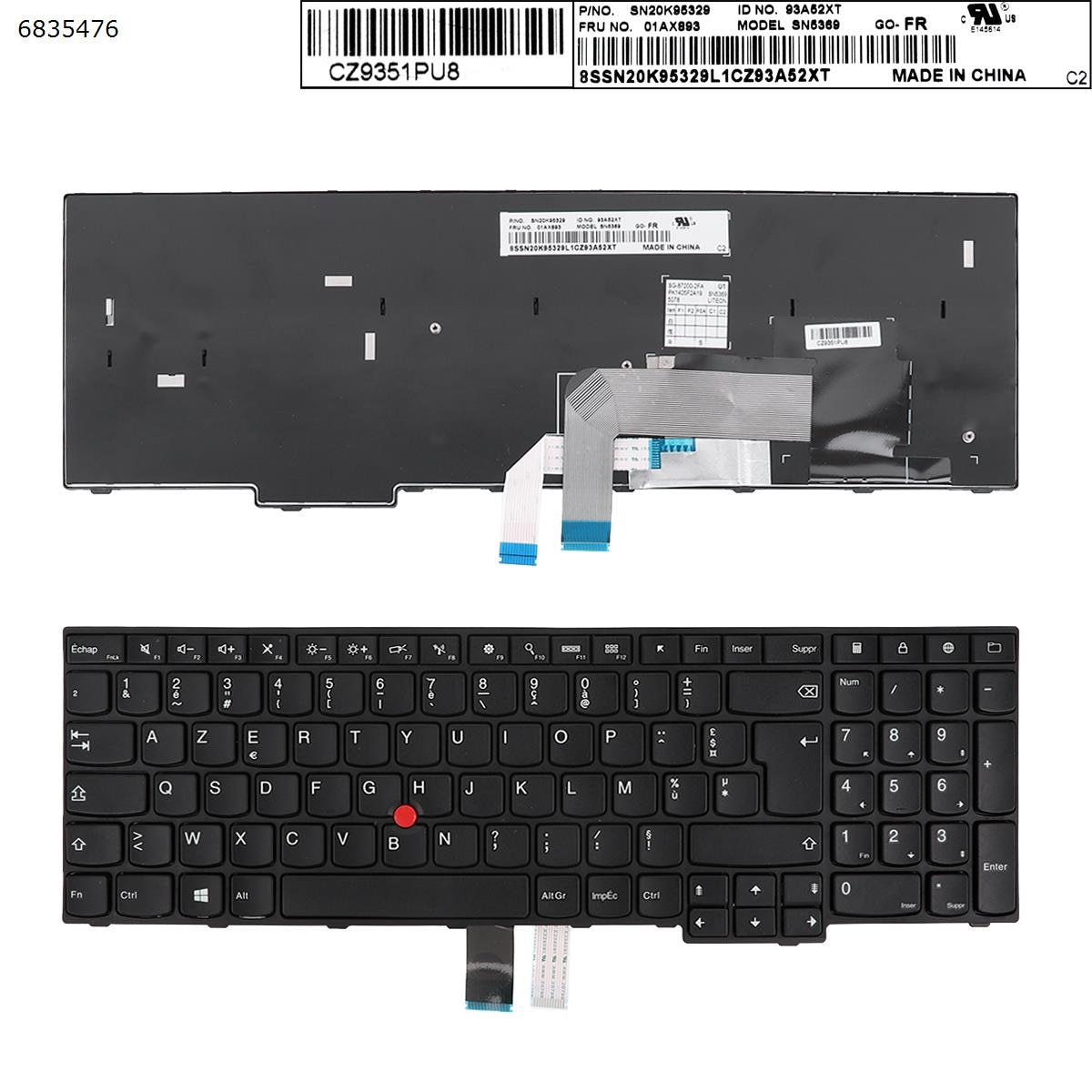 Franse Azerty Vervanging Toetsenbord Voor Lenovo Thinkpad E550 E550C E555 E560 E565 E560C Laptop Met Pointer