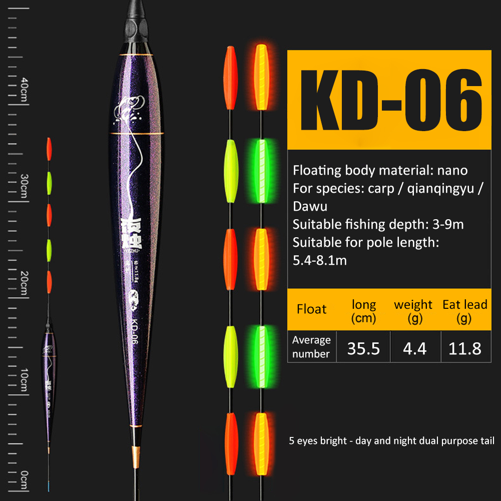 Flotadores luminosos para pesca de carpa, cañas de pescar de carpa grande Rocky Fishing, alta sensibilidad, a rayas, accesorios para exteriores: KD 06