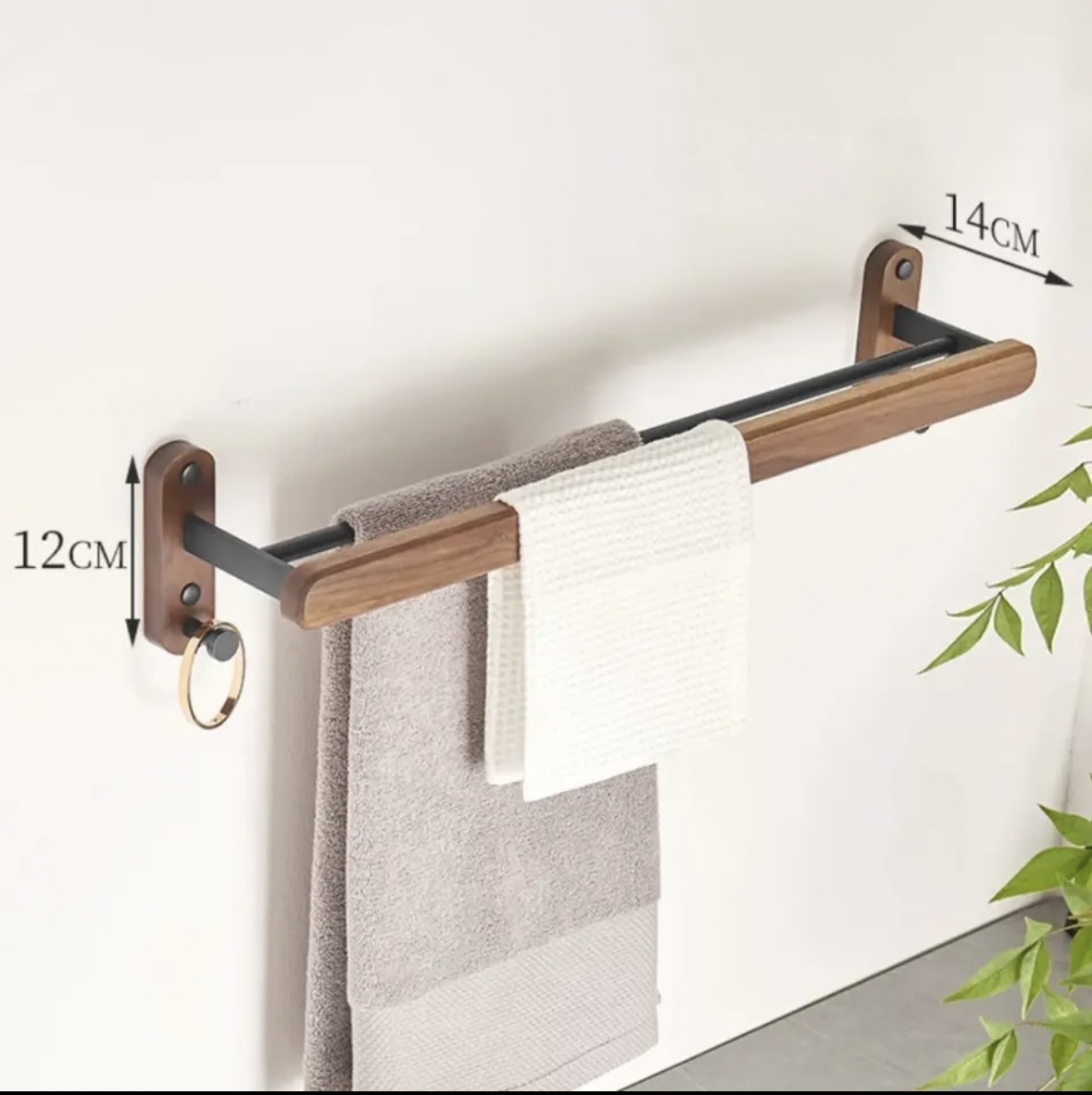 Juego de accesorios de baño de madera de nogal negro, toallero de baño, soporte de papel higiénico, estante de barra de toalla, accesorios de baño: Azul marino