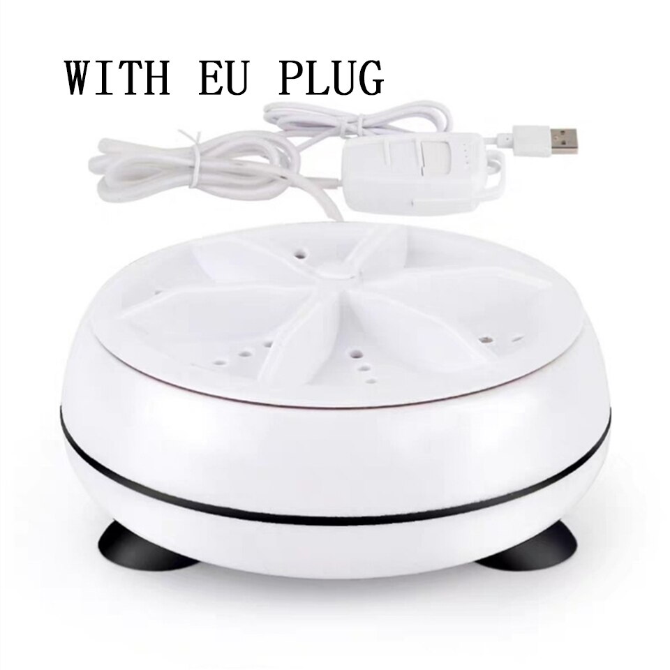 Yj Mini Washing Machine Portable Ultrasonic Turbine Removes Dirt Washer USB Cable for Travel Home Business Trip Laundry Tub: A Adjustable EU Plug