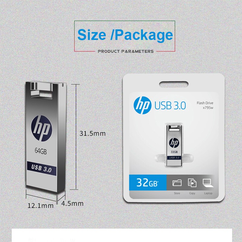 Unidad Flash HP Metal USB3.0 128GB Pendrive 64GB 32GB 16GB memoria de alta velocidad para ordenador portátil TV Coche