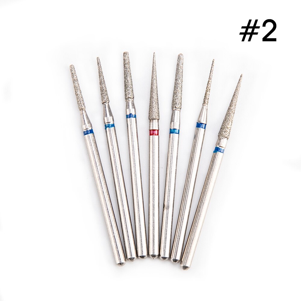 Rotery-fresas para pulir uñas, máquina de limpieza de cutículas y uñas, herramienta artística para manicura, 7 unidades por bolsa: 02