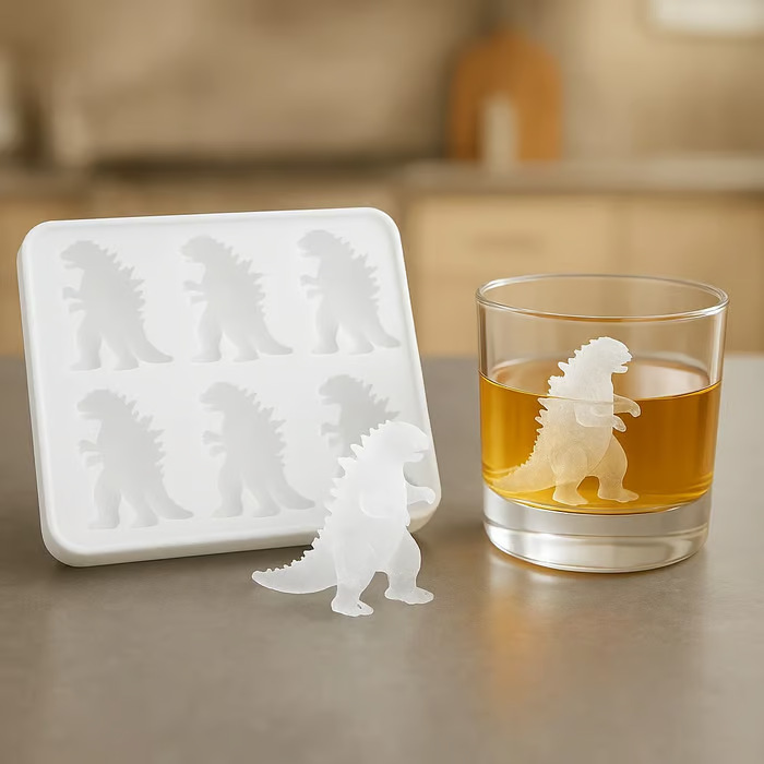 6 Grid Monster Ice Mold Large Silicone Ice Cube Molds Makes Ice Dragon DIY Ice Maker Ice Cube Tray Household Ice Lattice Whiskey: black