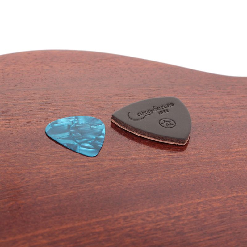 3pcs Set Cuir Médiators Guitare - Ukulele Pouce Doigt Plectres - 3.5x3.5x0.3cm