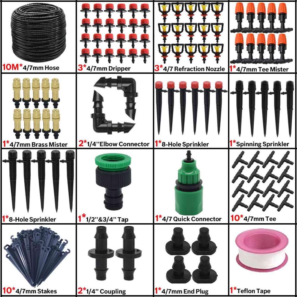 5-50M Garden Automatic Watering System Timer Control Drip Irrigation Water Dripper Mist Nozzle Sprinkler Watering Kit Greenhouse: KSL01-KIT115-10M