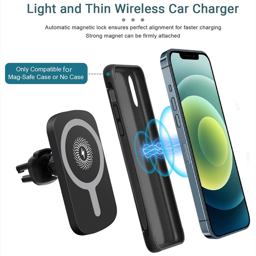 15W Automatische Magnetische Drahtlose Auto Ladegerät für iPhone 12 Profi Max Mini Luft entlüften Halterung Qi Schnelle Ladung Halfter für Magsafe fallen