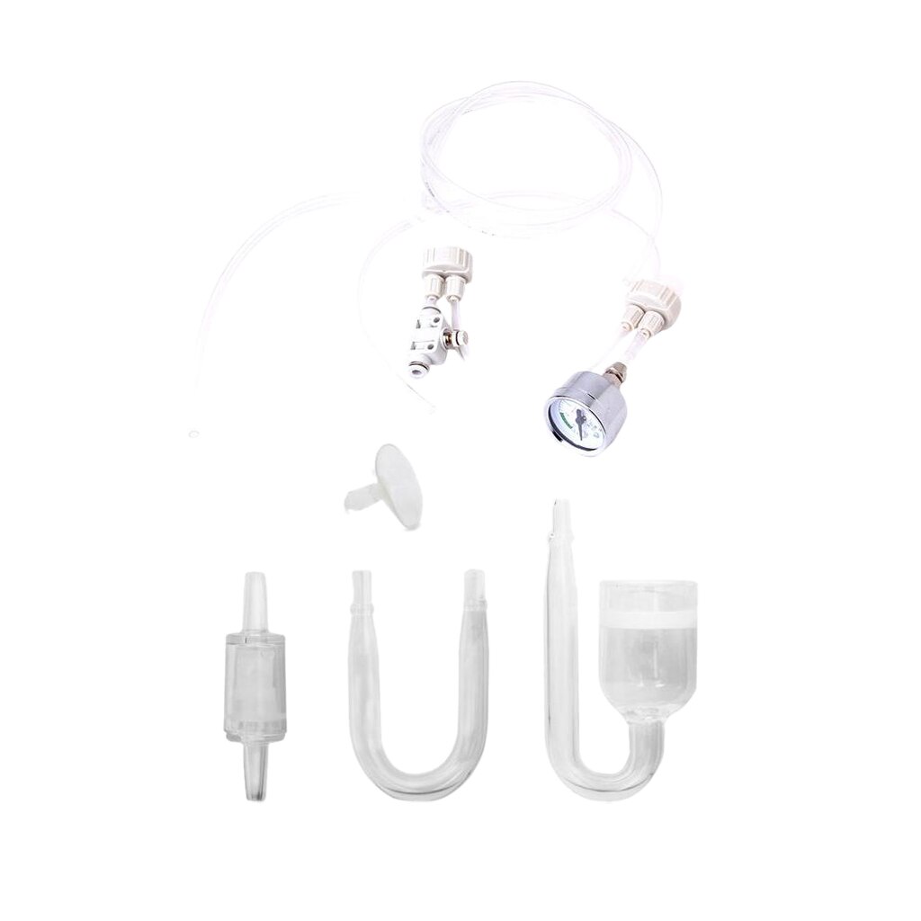 Fish Tank Aquarium CO2 Diffuser Carbon Dioxide Reactor & DIY CO2 Pressure Gauge Regulator Kits, Co2 DIY System Kits Set