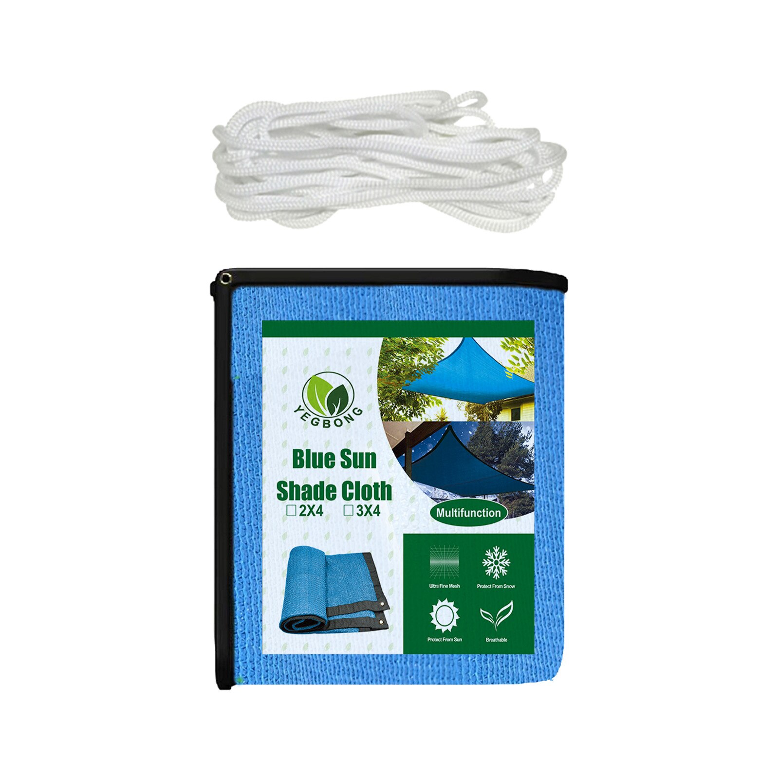 Encrypted Shading Net Polypropylene Sun Shade Sail Sunshade UV Protection Sun Awning Outdoor Garden Balcony Shade Netting Cloth: 3 x 4m Blue