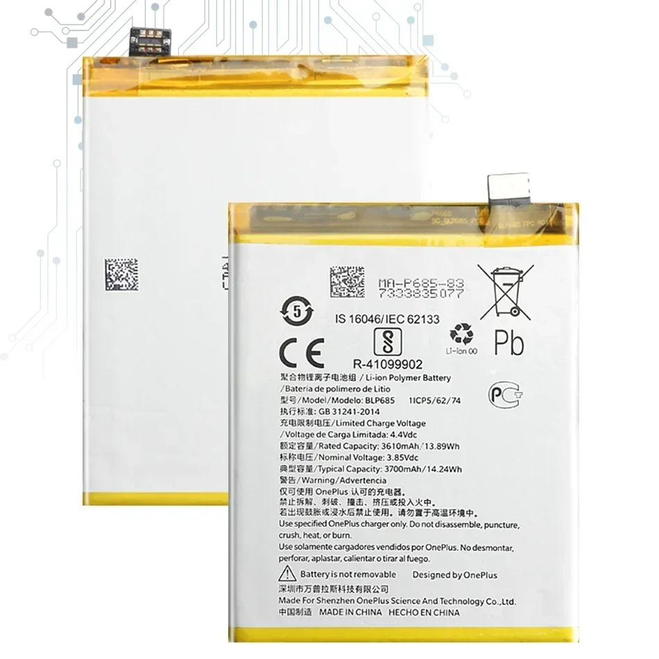 Batería para OnePlus 1 2 3T 5 5T 6 6T 7/7 Pro 7T 8/8 pro BLP637 BLP633 BLP685 BLP699 BLP743 BLP745