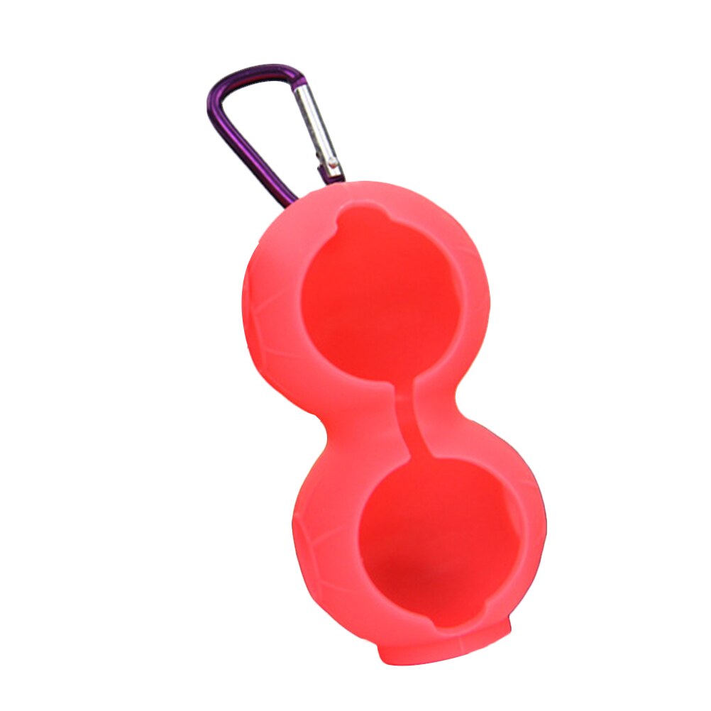 Soporte para pelota de Golf, de silicona, doble bola, almacenamiento, portador de protección con gancho: Rosa