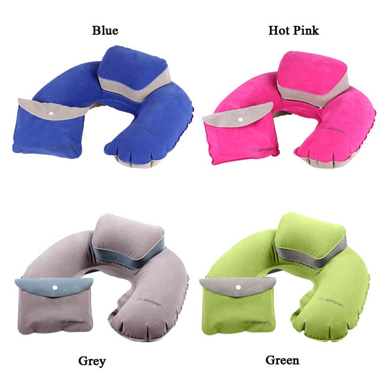 Portable Air Pillow Inflatable U-Shape Neck Blow Up Cushion PVC Flocking Folding Travel Office Plane Pillow QB878813