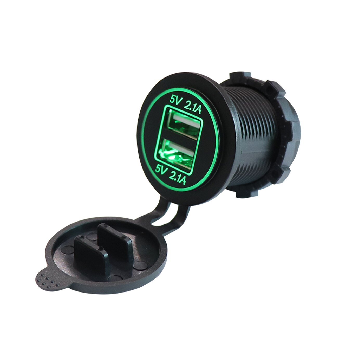 Car Charger 4.2A 21W Quick Charger Motorcycle Dual Auto USB Charger Socket LED Display with Caps for Truck Boat Power Adapter: C