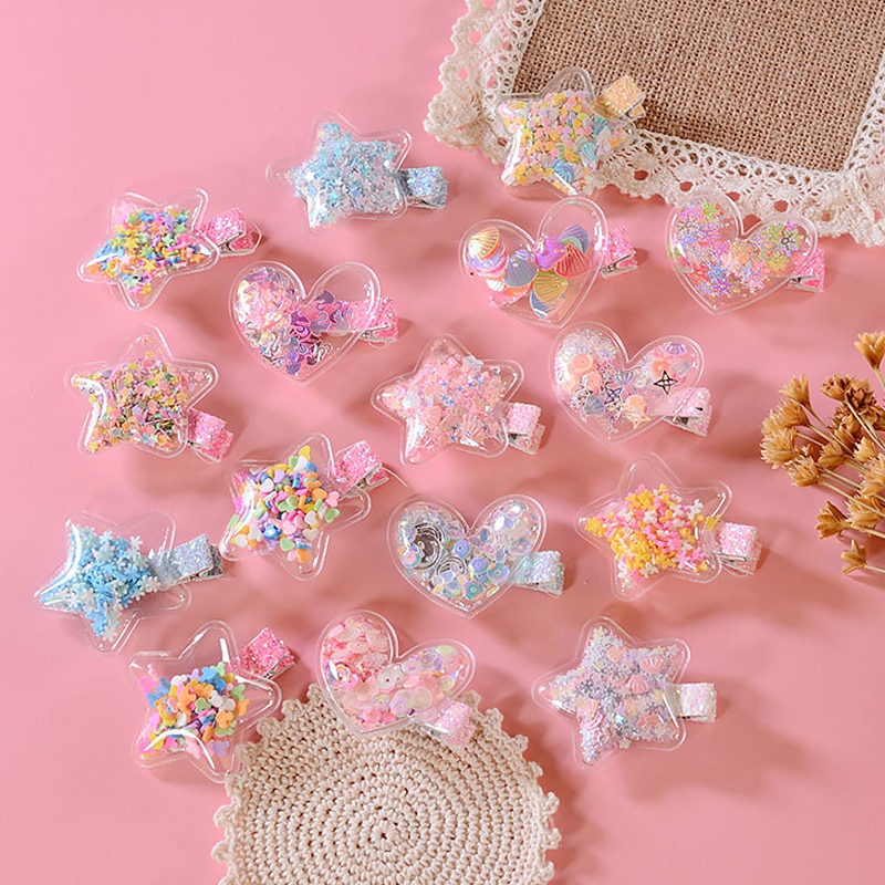 Colorful Baby Girl Hairpin Headband Pentagram Hair Clip Heart Shaped Baby Hair Pins Crown Clip Hair Accessories Cute Hair Bands