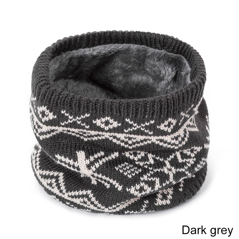 Winter warme sjaal voor vrouwen gebreide halsdoeken ringen pluche kinderen mannen kraag ring vrouwelijke foulard halsdoek: Donkergrijs
