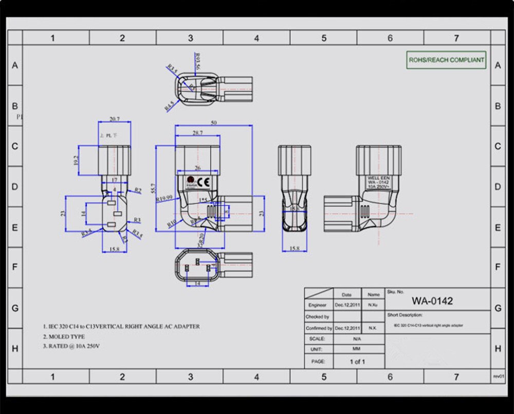 IEC UPS Power Converter C14 To C13 Right Angled AC Electrical Plug Connector Male To Female Power Conversion Adapter Black 10A 2
