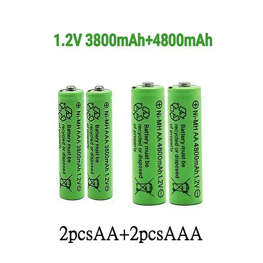 Batería recargable Original 1,2 V AA4800mAh + AAA3800mAh + cargador para ordenador reloj Radio videojuego cámara Digital AA AAAbattery: Blanco