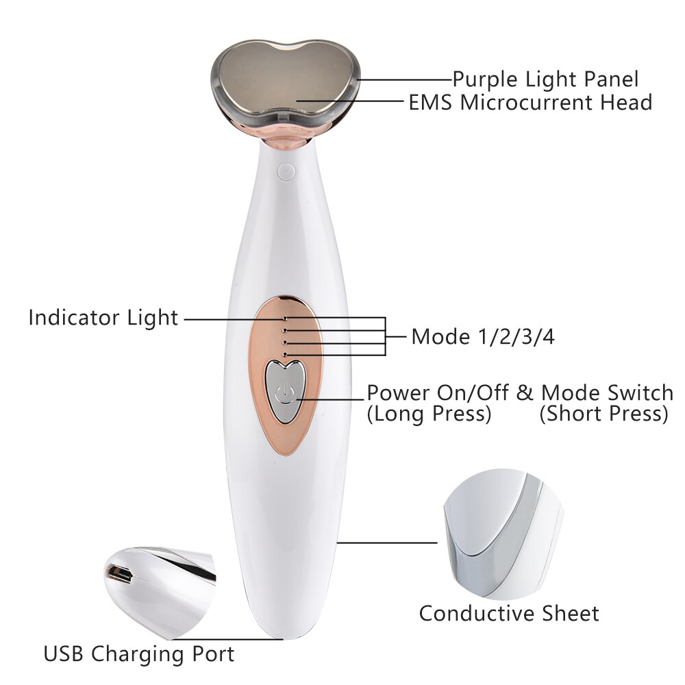Gezichtsmesotherapie elektroporatie ems led foton facelift versteviging rimpelverwijdering vibratie gezichtsmassager schoonheidsapparaat