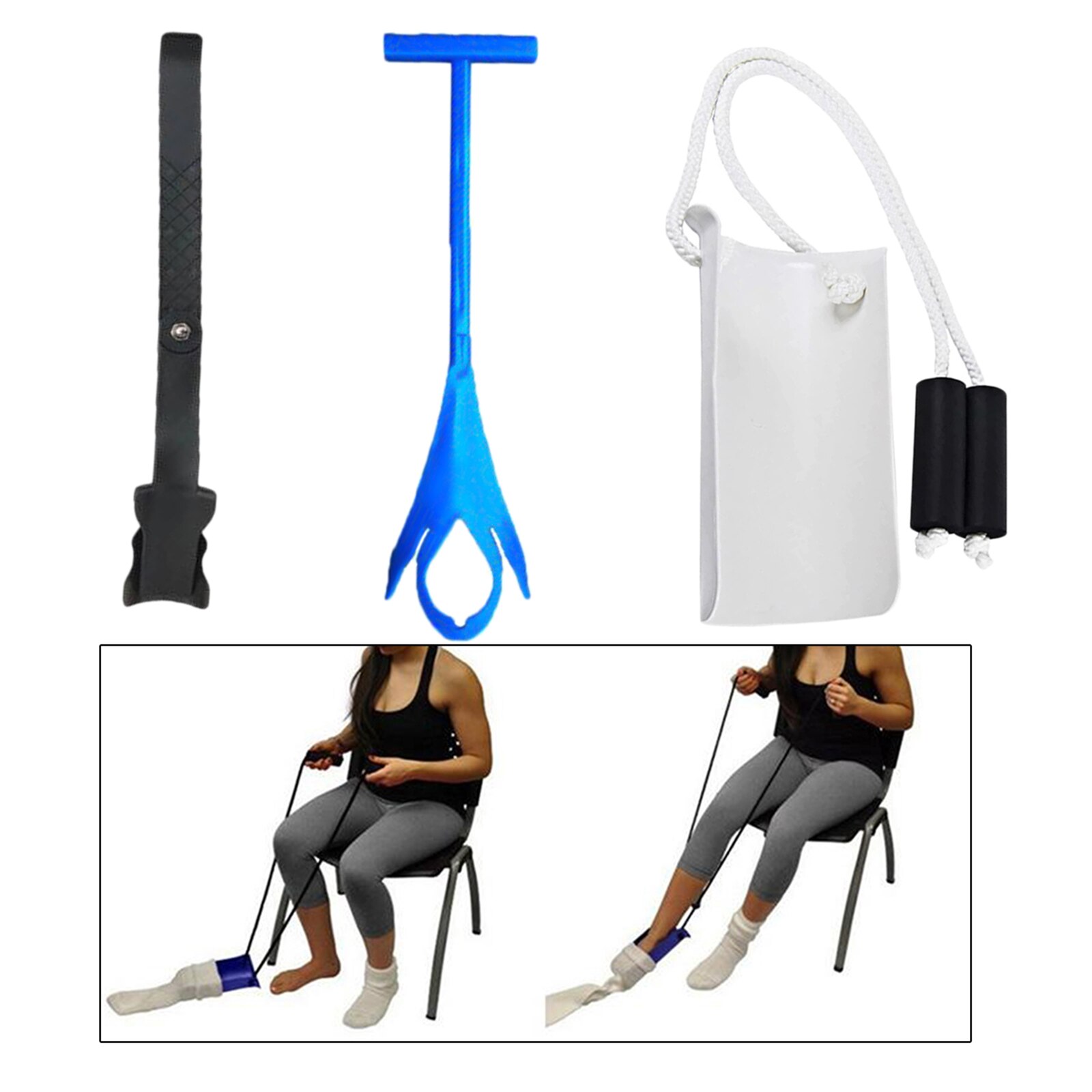Dispositivo de ayuda deslizante para calcetines, herramienta de ayuda para calcetines, aplicador Flexible, Kit de ayuda para calcetines: Sock Aid Kit