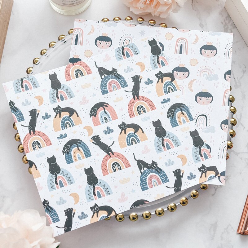 ZFPARTY – tampons de Scrapbooking chat mignon, 12 feuilles de papier Origami, arrière-plan artistique, fabrication de cartes artisanales