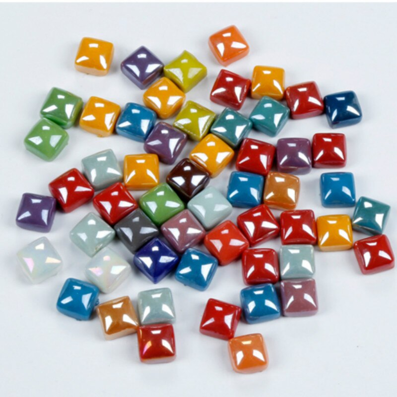 100Pcs Gepolijst Jade Mozaïek Tegels 1.2Cm Vierkante Mozaïek Stenen Kleurrijke Mozaïek Materialen Voor Kinderen/Kids Diy Handgemaakte craft Tegel