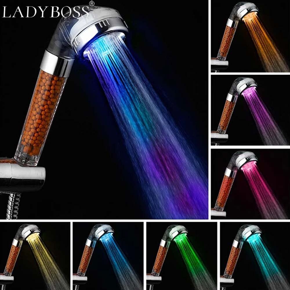 LADYBOSS Bathroom shower accessory shower head led pommeau douche color