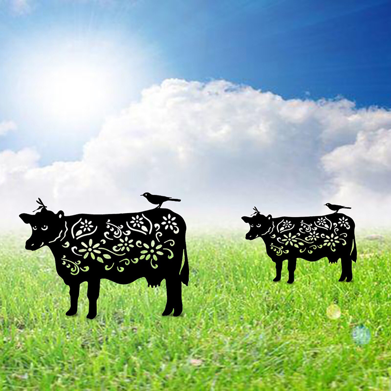 Cattle Garden Decoration Cattle Yard Art Decoration For Garden Backyard Lawn Stakes Plastic Hen Yard Decor Acrylic Crafts