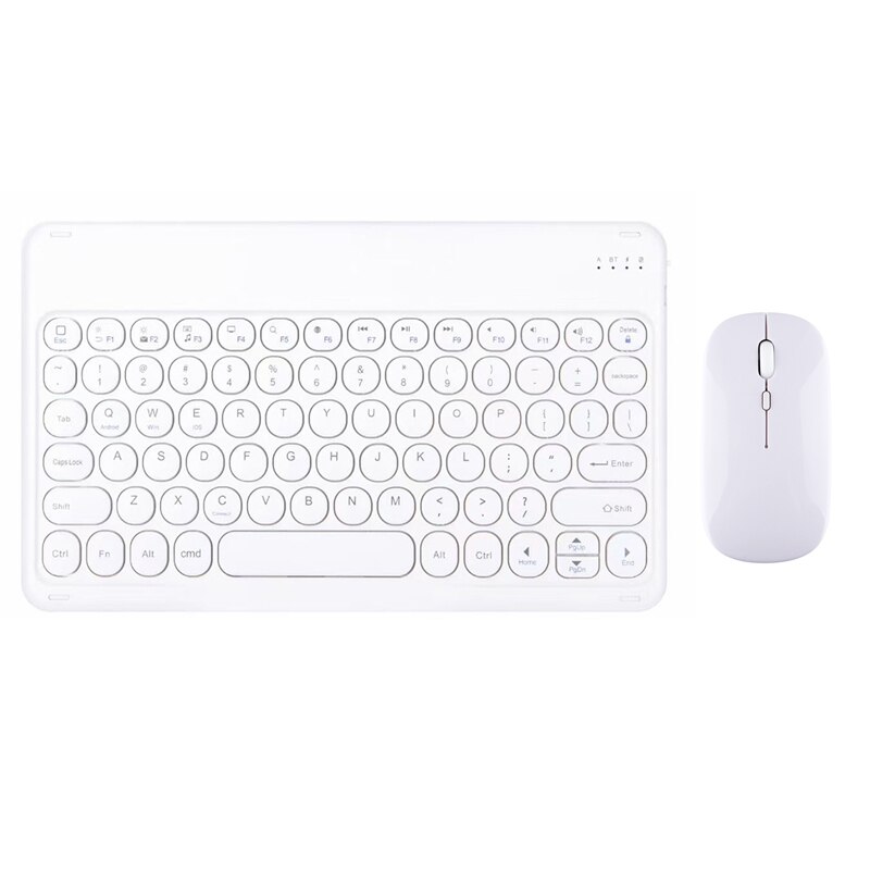 Gratis Muis Met Toetsenbord 10 Inch Universele Toetsenborden Voor Tablet Telefoon Pc Bluetooth-Compatibel Toetsenbord Voor Ipad Samsung Huawei: white round mouse