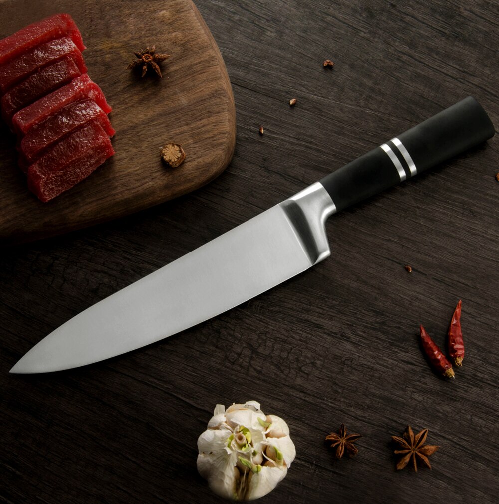 6PCS Japanese Style Chef Knives Set Stainless Steel 8'' Bread Slicing 7'' Santoku 5'' Utility 3.5'' Paring Knife Accessory