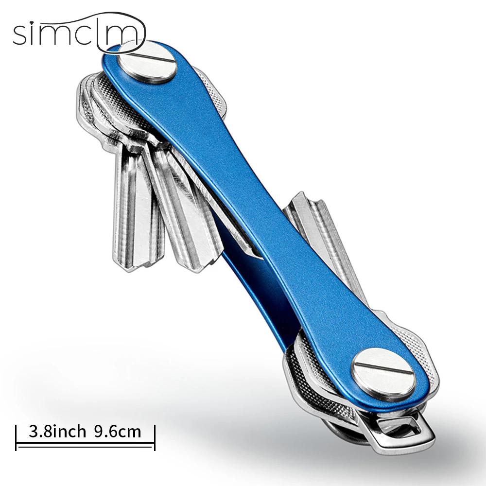 Llavero inteligente para hombre, Cartera de Metal, caja compacta de almacenamiento con Clip, organizador de llaves para coche Clip de llave de metal Caja de almacenamiento de llaves de aleación de aluminio: Multicolor
