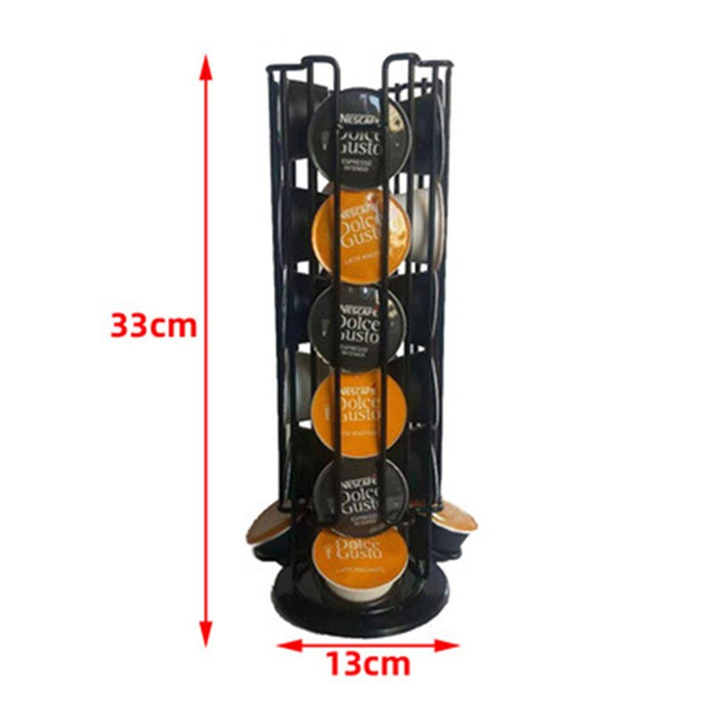 18-24-30 Capsules Zwart/Roestvrij Kleur Koffie Pod Houder Doseren Toren Stand Past Dolce Gusto Capsule opslag Plank Houder