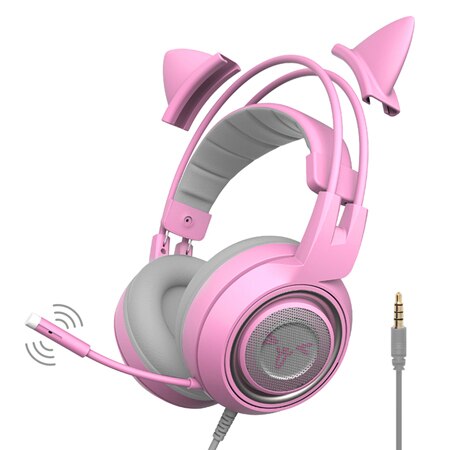 SOMiC G951S casque filaire Gamer rose chat oreille Headste mignon PS4 Xbox téléphone PC avec Microphone 3.5mm téléphone de jeu PS4 Overear Gamer: without retail box