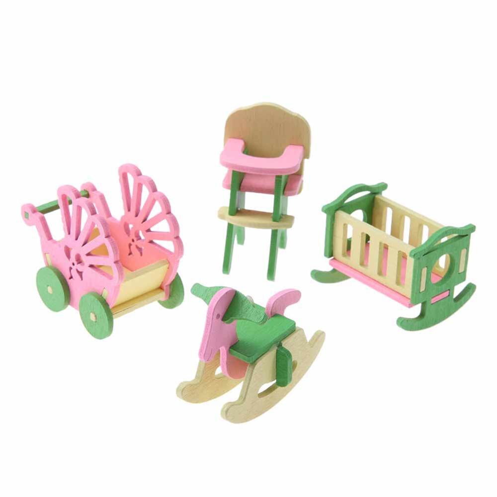 Pink Bathroom Furniture Bunk Bed House Furniture for Dolls Wood Miniature Furniture Wooden Toys for Children Birthday Xmas: 05