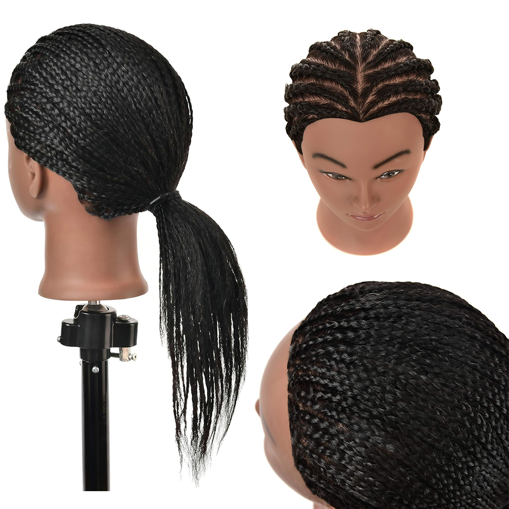 14 cali afrykańska głowa manekina z prawdziwymi włosami głowy Afro profesjonalna stylizacja plecionka trening Hairart fryzjer fryzjerstwo