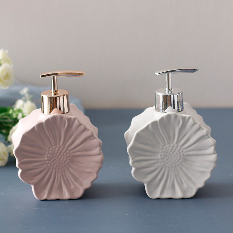 Flydende sæbe dispenser keramisk badeværelse shampoo shower gel flaske med 304 sus press type hoved shell bad hardware
