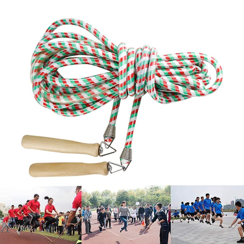 Skipping Rope for Multiple Players,with Wooden Handle,Team Group Jump Rope for School Sport Outdoor Activities