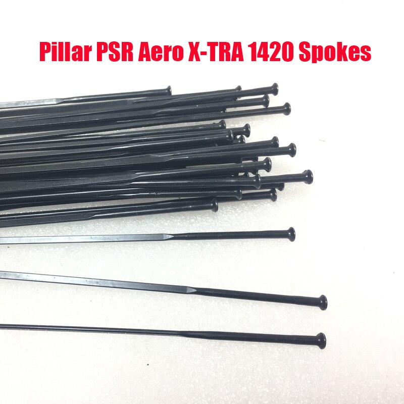 Super Light Pillar PSR Aero X-TRA 1420 Straight Pull Gauge 14 Black Straight Head Spokes with free alloy nipples