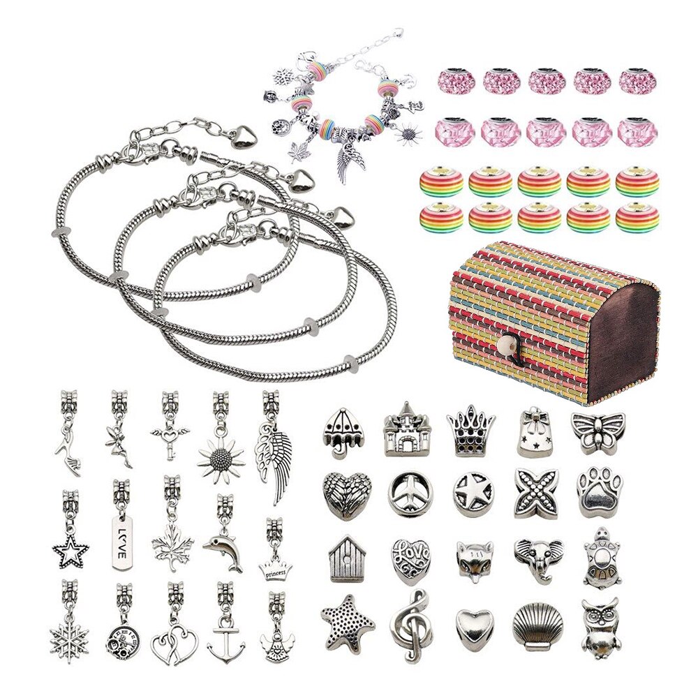 Sieraden maken voor meisjes, doe-het-zelf, handgemaakte regenboog-cartoonarmband voor kinderen, sieraden maken, charmante set