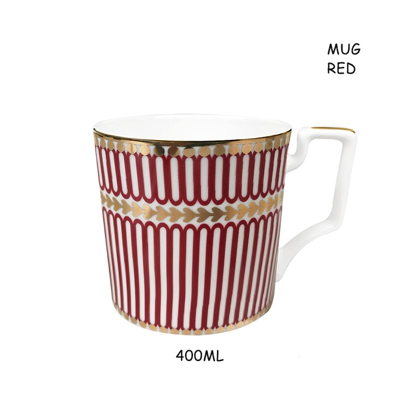 Assiette à Steak élégante en porcelaine, en os bleu, en céramique, plat à dîner, tasse à café, soucoupe, vaisselle familiale, décoration de la maison: Mug Red